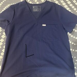 Figs Deep Blue V-Neck Scrub Top